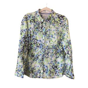 Orvis Floral 100% Cotton Women's Wrinkle Resistant Button Down Sz 14 Blouse EUC
